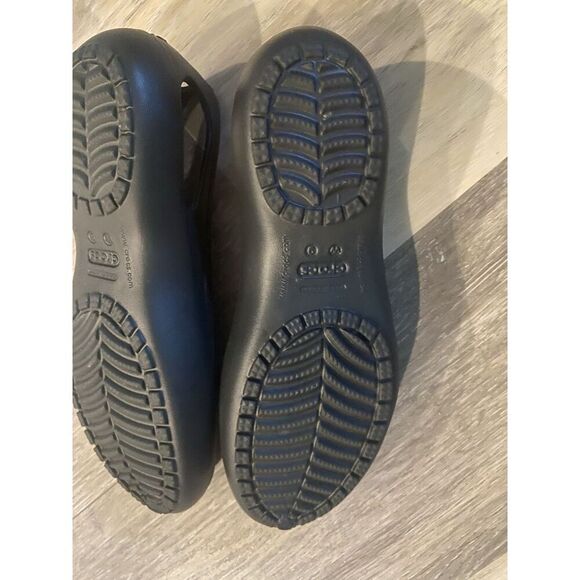 Crocs Kadee Ballet Flats Shoes Women's Sz 9 Black Rubber Slingback Slip On - Picture 3 of 8